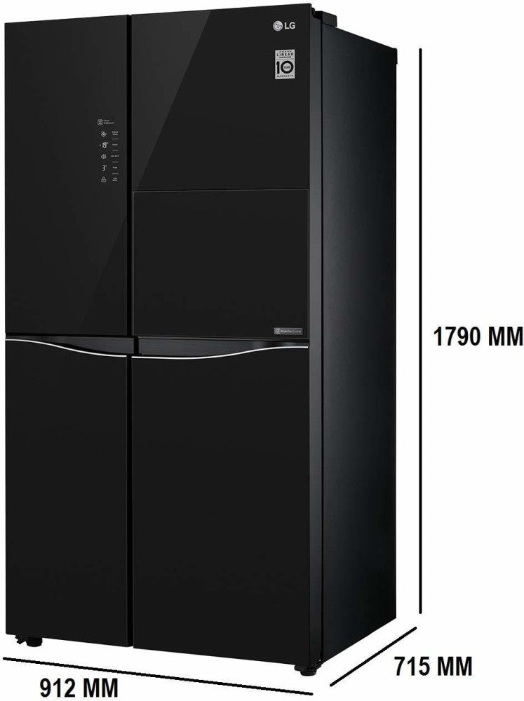 LG 675 L Frost Free Side by Side Refrigerator - Black Mirror, GC-C247UGBM