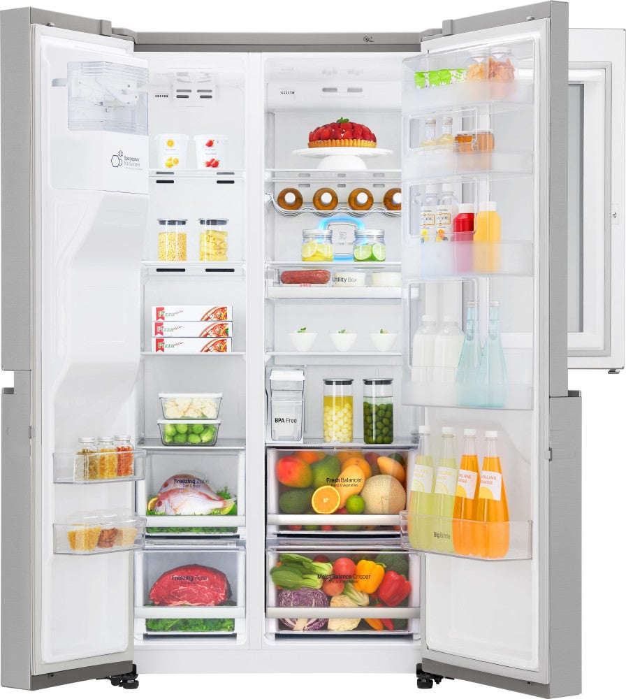 LG 668 L Frost Free Side by Side Refrigerator  with with Instaview and Smart ThinQ(WiFi Enabled) - Noble Steel, GC-X247CSAV