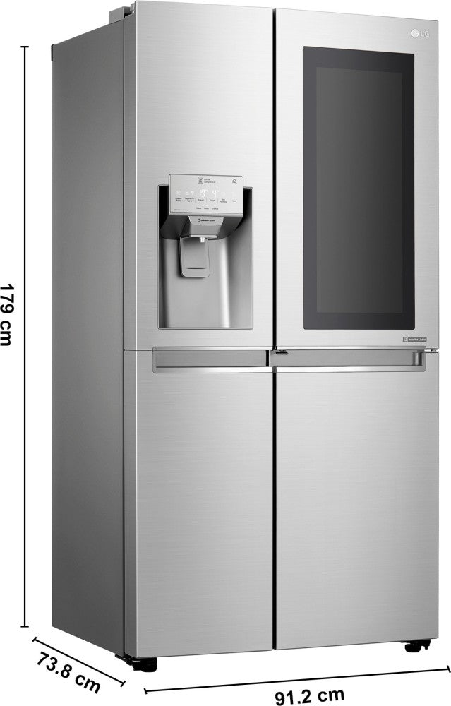 LG 668 L Frost Free Side by Side Refrigerator  with with Instaview and Smart ThinQ(WiFi Enabled) - Noble Steel, GC-X247CSAV