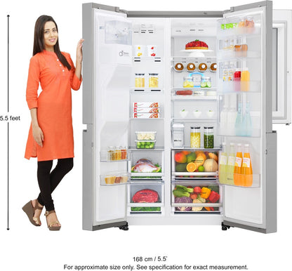 LG 668 L Frost Free Side by Side Refrigerator  with with Instaview and Smart ThinQ(WiFi Enabled) - Noble Steel, GC-X247CSAV