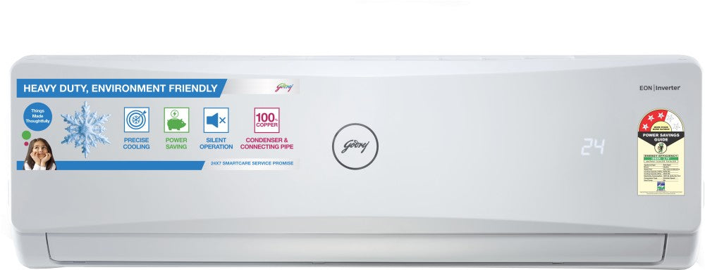 Godrej 1.5 Ton 3 Star Split Inverter AC  - White - GIC 18ATC3-WSA, Copper Condenser