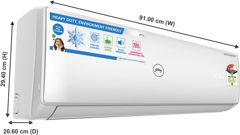 Godrej 1.5 Ton 3 Star Split Inverter AC  - White - GIC 18WTC3-WSB, Copper Condenser