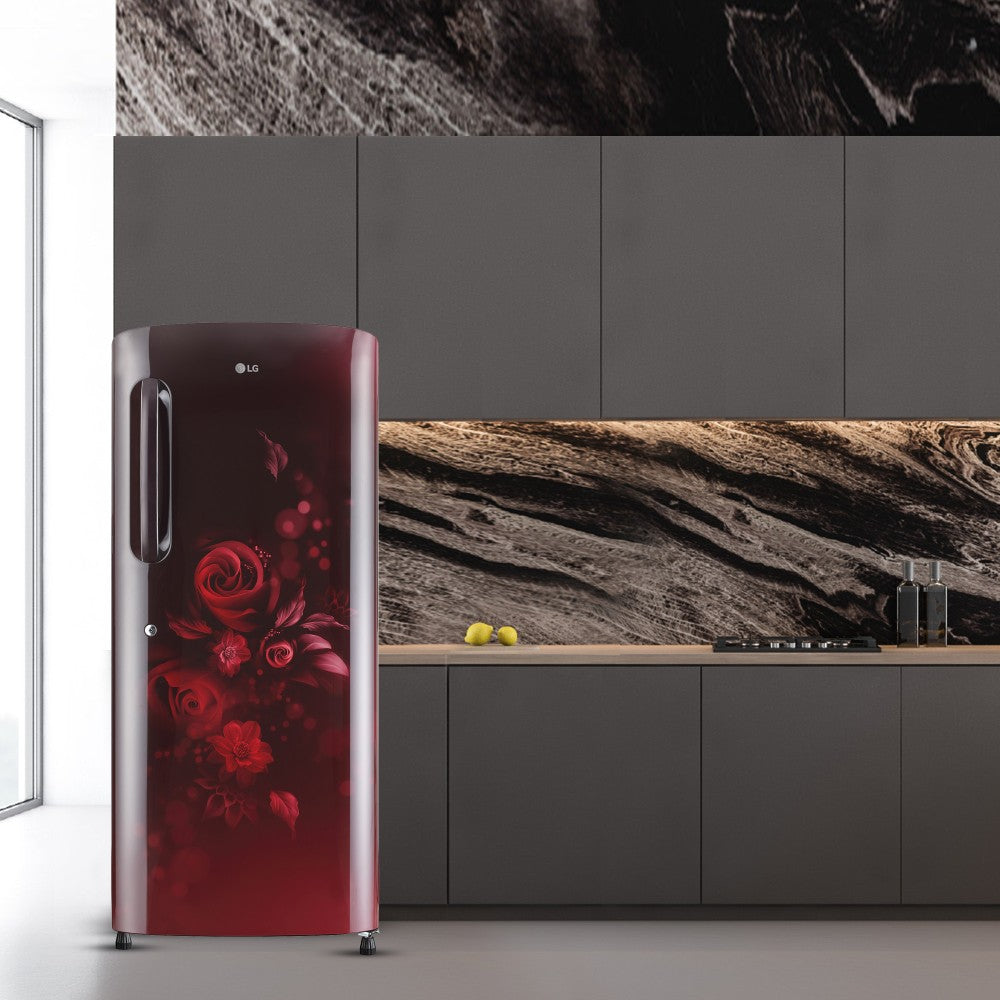 LG 224 L Direct Cool Single Door 4 Star Refrigerator  with Smart Inverter Compressor, Humidity Controller & Moist 'N' Fresh - Scarlet Euphoria, GL-B241ASEY