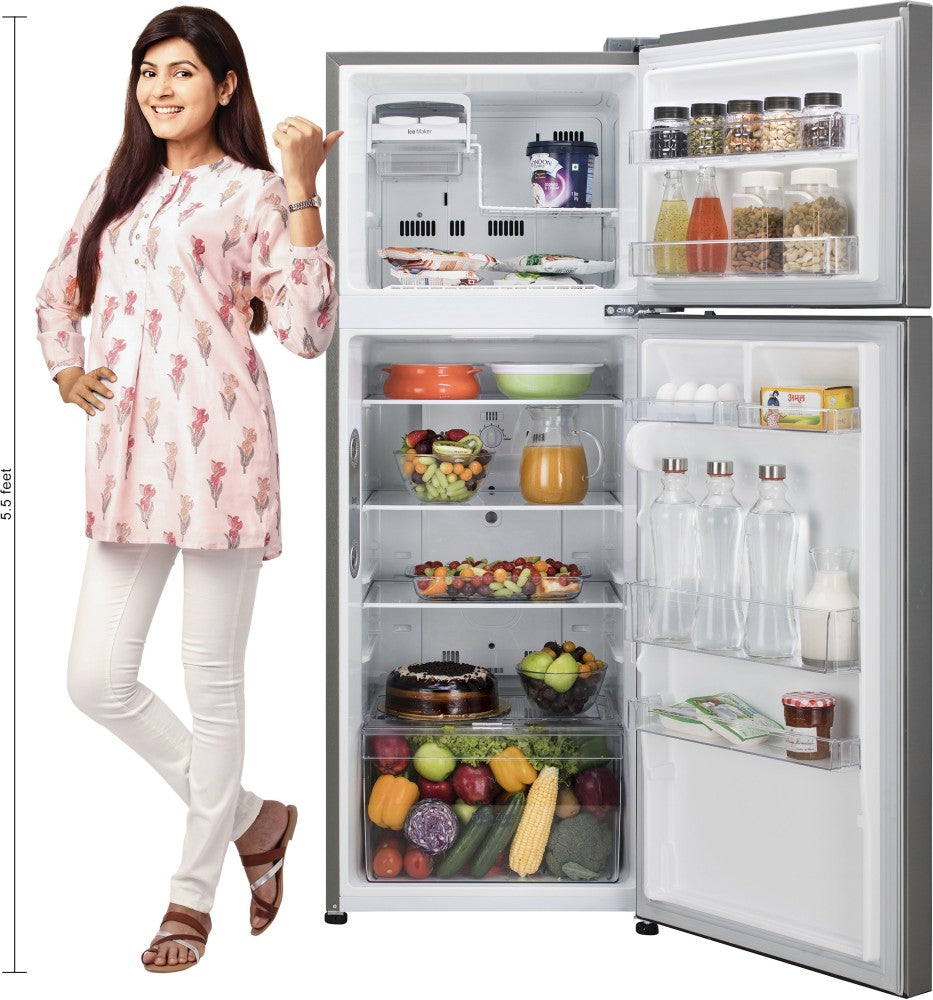 LG 291 L Frost Free Double Door 2 Star Refrigerator - Shiny Steel, GL-C322KPZY