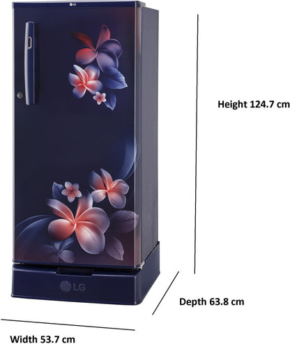 LG 190 L Direct Cool Single Door 2 Star Refrigerator with Base Drawer - Blue Plumeria, GL-D199OBPC