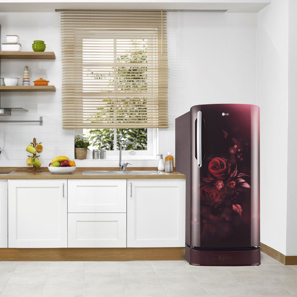 LG 201 L Direct Cool Single Door 5 Star Refrigerator with Base Drawer - Scarlet Euphoria, GL-D211HSEZ