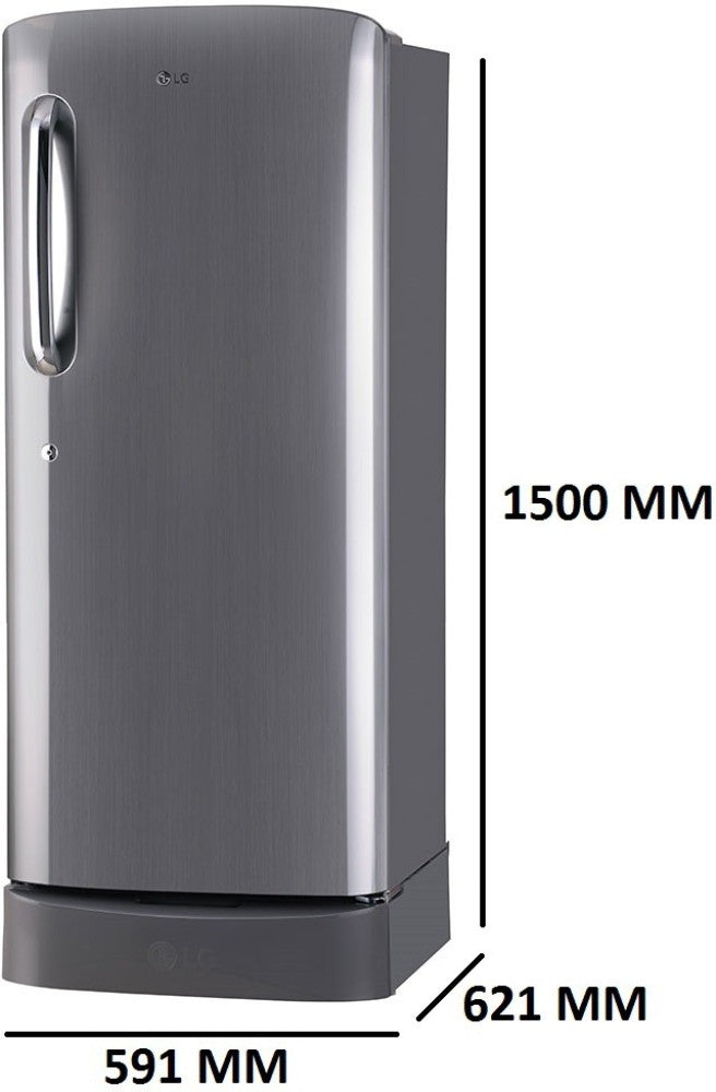 LG 224 L Direct Cool Single Door 4 Star Refrigerator with Base Drawer - Shiny Steel, GL-D241APZY