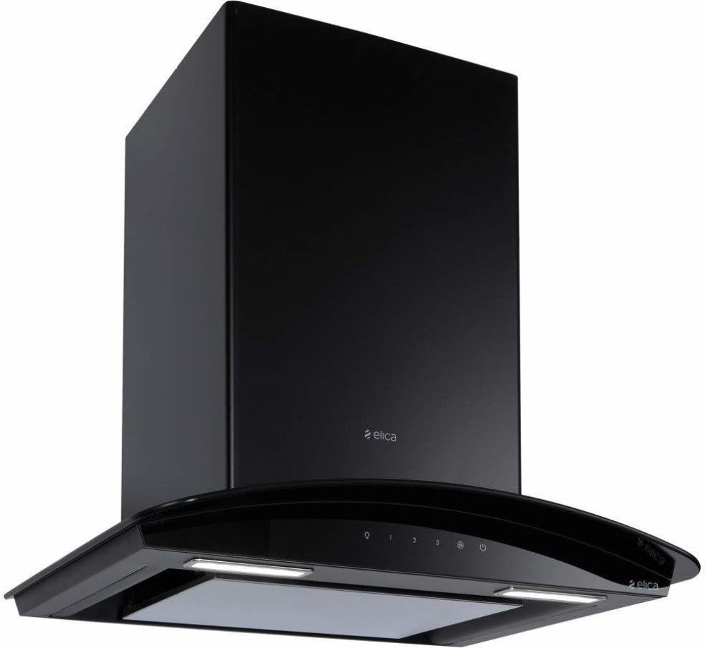 Elica Glace EDS HE LTW 60 BK NERO T4V LED दीवार पर लगने वाली चिमनी - काली 1010 CMH