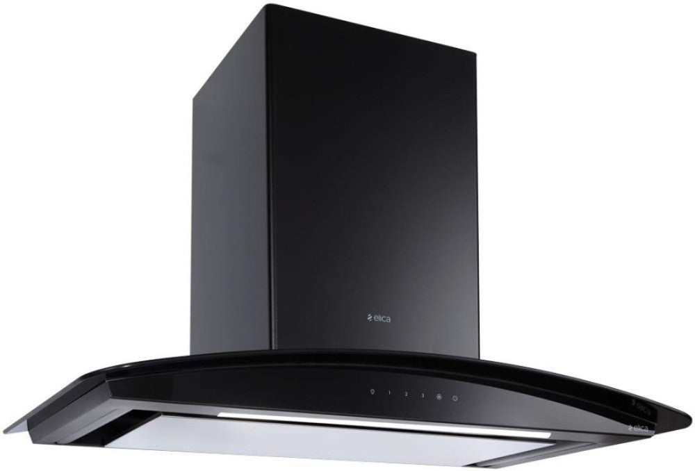 Elica Glace EDS HE LTW 90 BK NERO T4V LED S दीवार पर लगने वाली चिमनी - काला 1010 CMH