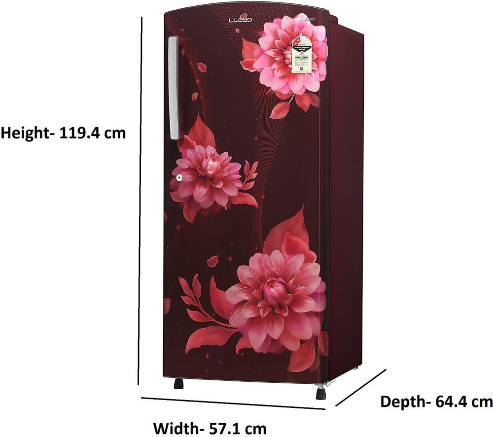 Lloyd 200 L Thermoelectric Cooling Single Door 3 Star Refrigerator - Begonia Wine, GLDC213SBWT1PB