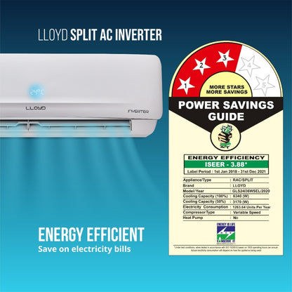 Lloyd 2 Ton 3 Star Split Inverter AC  - White - GLS24I36WSEL, Copper Condenser