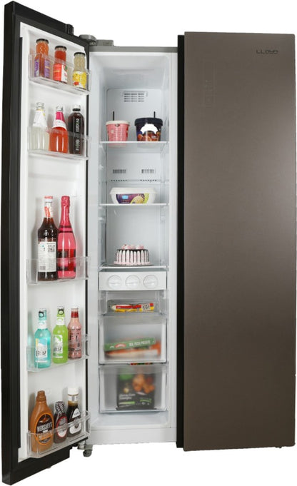 Lloyd 587 L Frost Free Side by Side Refrigerator - Graphite Glass, GLSF590DGGT1LB