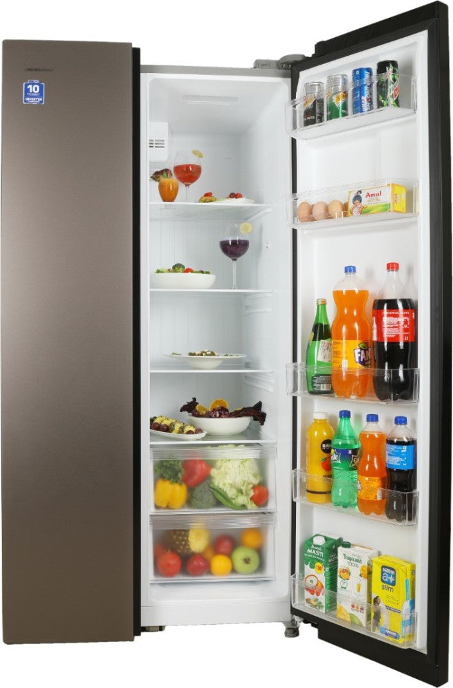 Lloyd 587 L Frost Free Side by Side Refrigerator - Graphite Glass, GLSF590DGGT1LB