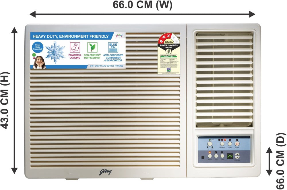 Godrej 1.5 Ton 3 Star Window AC  - White - GWC 18UTC3-WSA, Copper Condenser