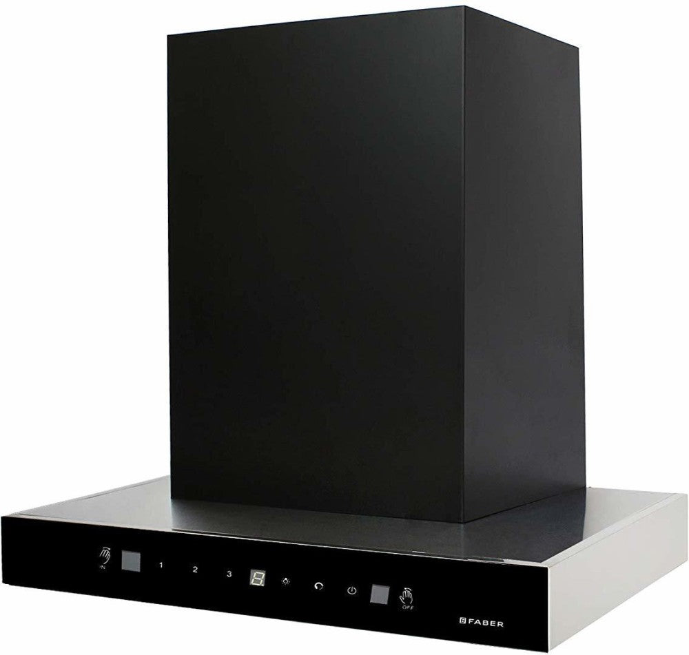 Faber Jupiter HC SC BK 60 cm, Baffle Filter, Touch & Gesture Control, 1350 m�/hr  Auto Clean Wall Mounted Chimney - Black 1350 CMH