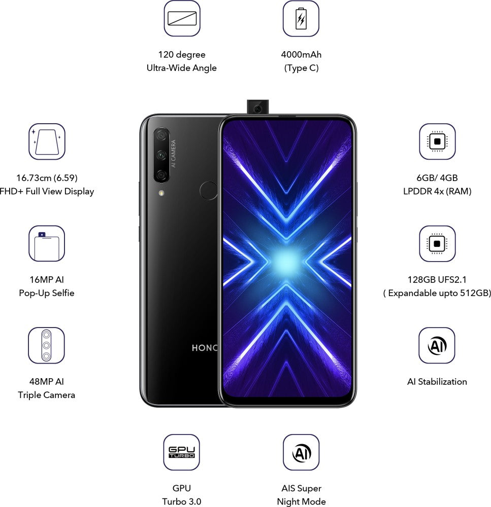 Honor 9X (Midnight Black, 128 GB) - 6 GB RAM