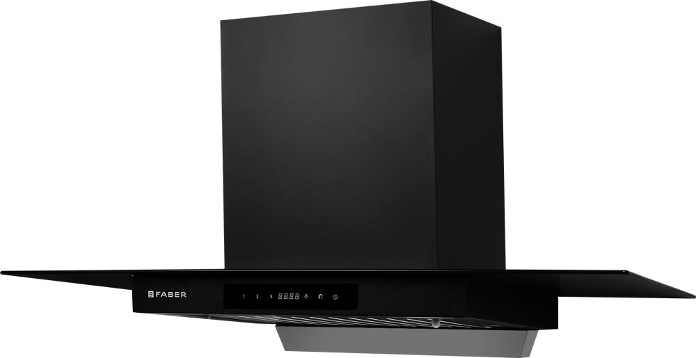 Faber Hood Mercury HC TC BK 90 Auto Clean Wall Mounted Chimney - BK Glass+Black powder coating 1200 CMH