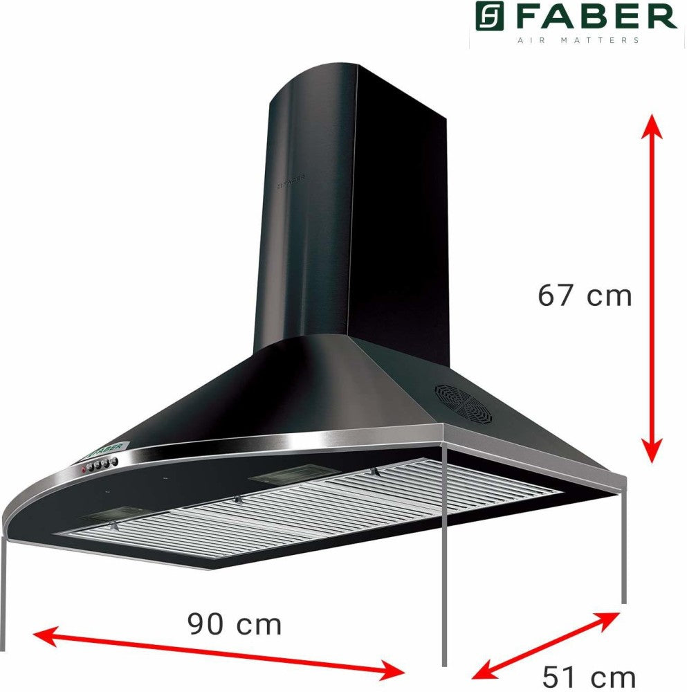 Faber Tender 3D BK T2S2 LTW 90 Wall Mounted Chimney - Black 1095 CMH