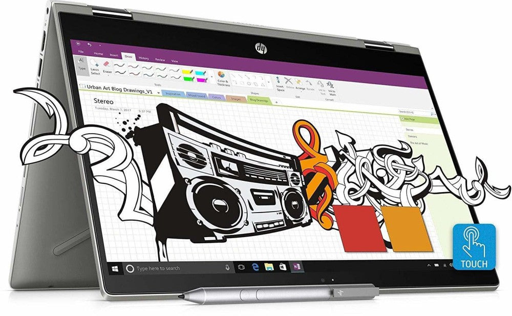 HP Pavilion x360 Core i3 8th Gen - (4 GB/1 TB HDD/8 GB SSD/Windows 10 Home/2 GB ग्राफ़िक्स) 14-cd0050TX 2 इन 1 लैपटॉप - 14 इंच, मिनरल सिल्वर, 1.68 किग्रा, एमएस ऑफिस के साथ