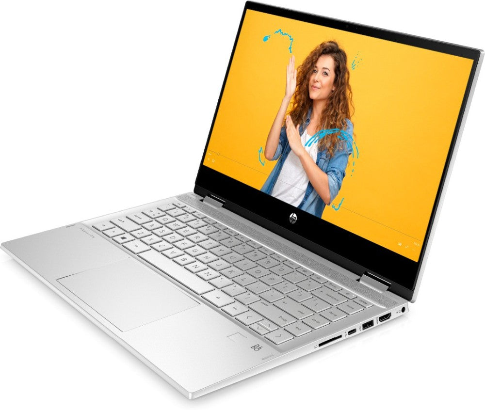 HP Pavilion x360 Core i5 10th Gen - (8GB/512GB SSD/Windows 10 Home) 14-dw0069TU 2 इन 1 लैपटॉप इनबिल्ट 4G LTE के साथ - 14 इंच, नेचुरल सिल्वर, 1.61 kg, MS Office के साथ