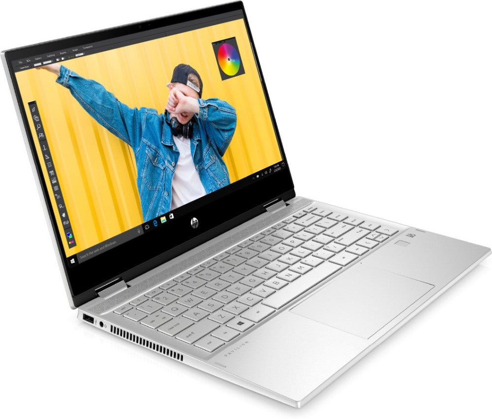 HP Pavilion x360 Core i5 10th Gen - (8GB/512GB SSD/Windows 10 Home) 14-dw0069TU 2 इन 1 लैपटॉप इनबिल्ट 4G LTE के साथ - 14 इंच, नेचुरल सिल्वर, 1.61 kg, MS Office के साथ