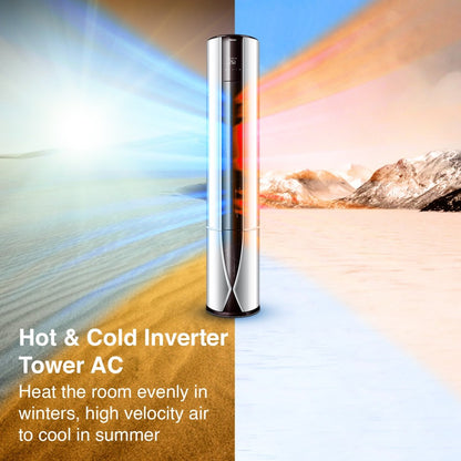 Haier 2 Ton 3 Star Hot and Cold Tower Inverter AC with Wi-fi Connect  - Silver - HP24VH-GCW3A(INV)/HU24H-3A(INV)