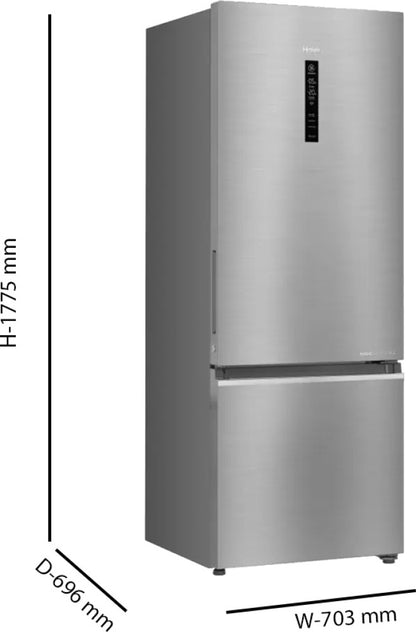 Haier 445 L Frost Free Double Door Bottom Mount 2 Star Refrigerator - Inox Steel, HRB-4952BIS-P