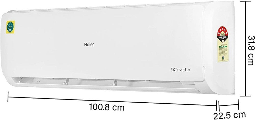 Haier 1.5 Ton 5 Star Split Inverter AC  - White - HS19C-TFW5B(INV)/HU19-5B(INV), Copper Condenser