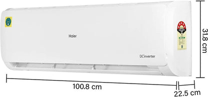 Haier 1.5 Ton 5 Star Split Inverter AC  - White - HS19C-TFW5B(INV)/HU19-5B(INV), Copper Condenser