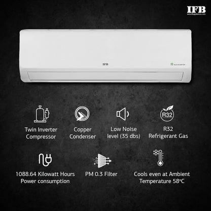 IFB 7 Stage Air Treatment 1.5 Ton 3 Star Split Inverter PM 0.3 Filter Silver Series AC  - White - IACI18SA3G3C1, Copper Condenser