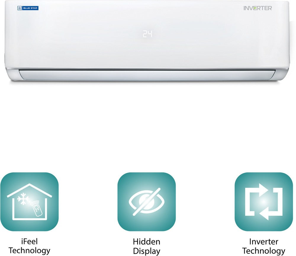 Blue Star 1.5 Ton 3 Star Split Inverter AC  - White - IC318MATU, Copper Condenser