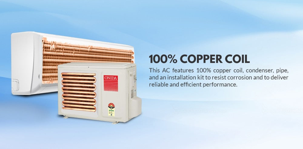 ONIDA 1 Ton 5 Star Split Inverter AC  - White - IR125ICY1, Copper Condenser