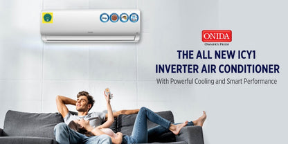 ONIDA 1 Ton 5 Star Split Inverter AC  - White - IR125ICY1, Copper Condenser