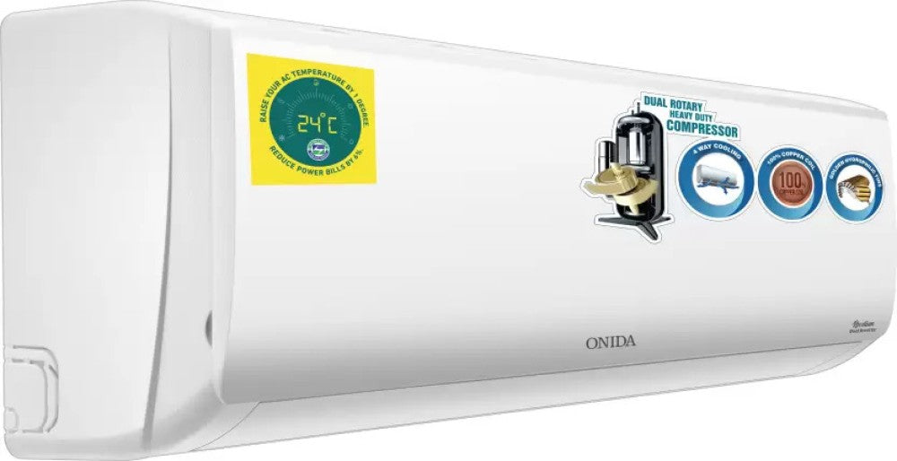 ONIDA 1.5 Ton Split Dual Inverter AC  - White - IR185URA, 5 Star Copper Condenser