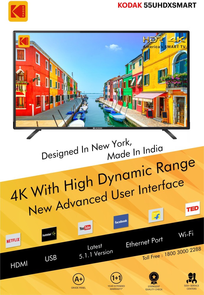 KODAK 140 cm (55 inch) Ultra HD (4K) LED Smart Android Based TV - 55UHDXSMART (4K)