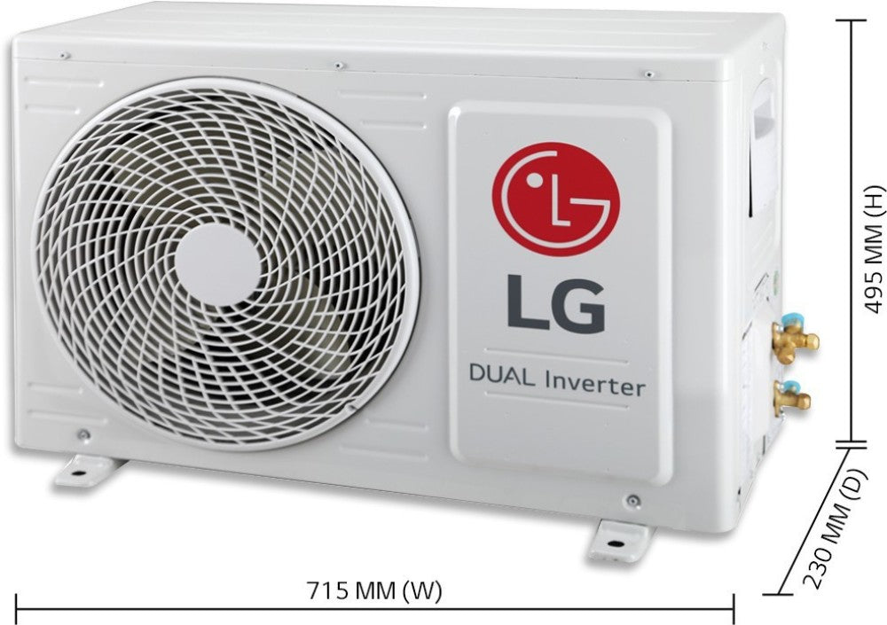 LG 1 Ton 3 Star Split Dual Inverter AC  - White, Maroon - KS-Q12WNXD, Copper Condenser