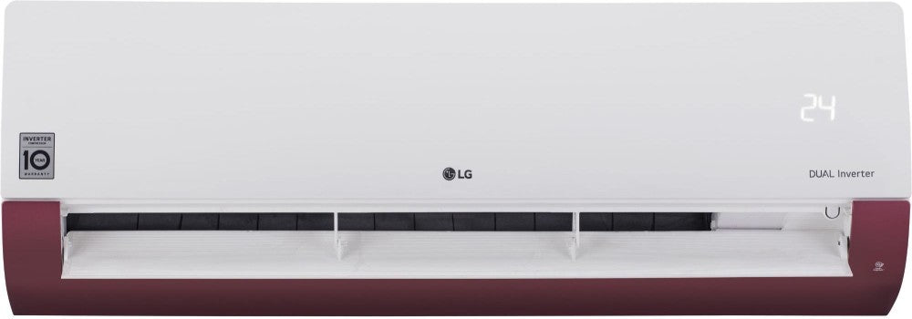 LG 1.5 Ton 3 Star Split Dual Inverter AC  - White, Maroon - KS-Q18WNXD, Copper Condenser