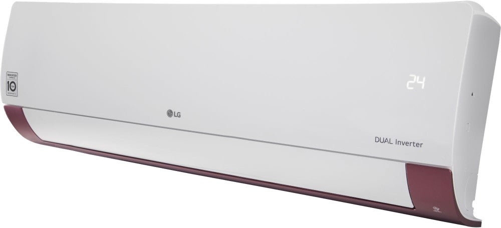 LG 1.5 Ton 3 Star Split Dual Inverter AC  - White, Maroon - KS-Q18WNXD, Copper Condenser