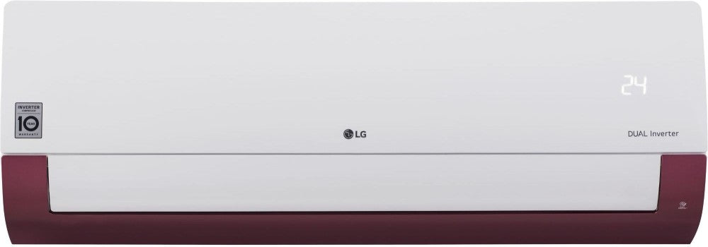 LG 1.5 Ton 3 Star Split Dual Inverter AC  - White, Maroon - KS-Q18WNXD, Copper Condenser