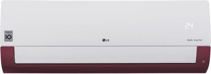 LG 1.5 Ton 3 Star Split Dual Inverter AC  - White, Maroon - KS-Q18WNXD, Copper Condenser