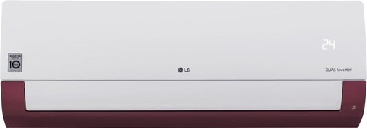 LG 1 Ton 3 Star Split Dual Inverter AC  - White, Maroon - KS-Q12WNXD, Copper Condenser