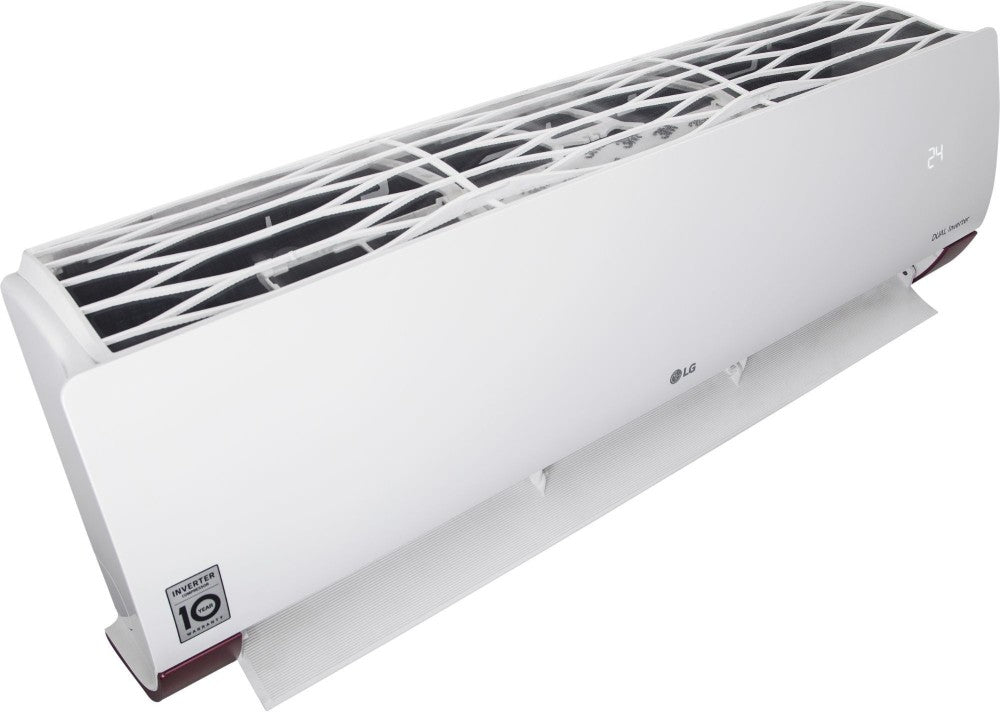 LG 1.5 Ton 3 Star Split Dual Inverter AC  - White, Maroon - KS-Q18WNXD, Copper Condenser