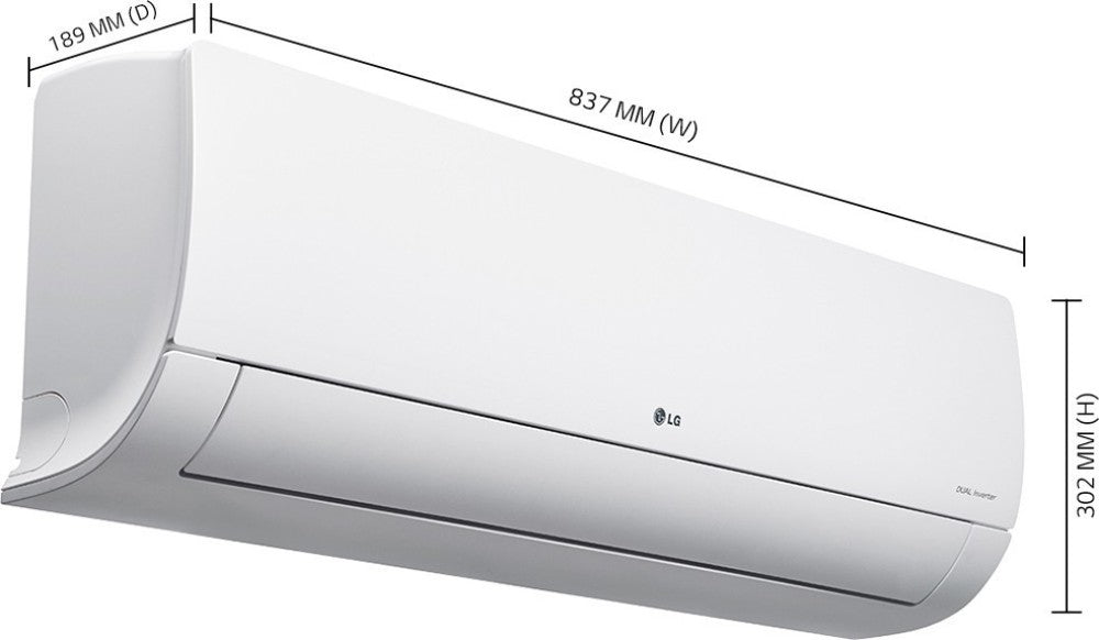 LG 1 Ton 3 Star Split Dual Inverter AC  - White - KS-Q12YNXA, Copper Condenser