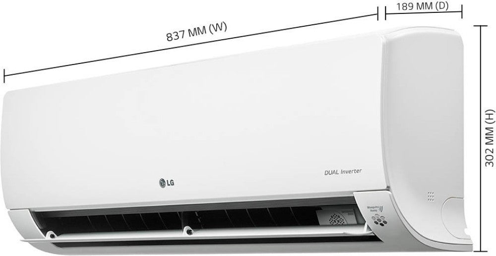 LG 1.5 Ton 3 Star Split Dual Inverter AC  - White - KS-Q18HTXD, Copper Condenser