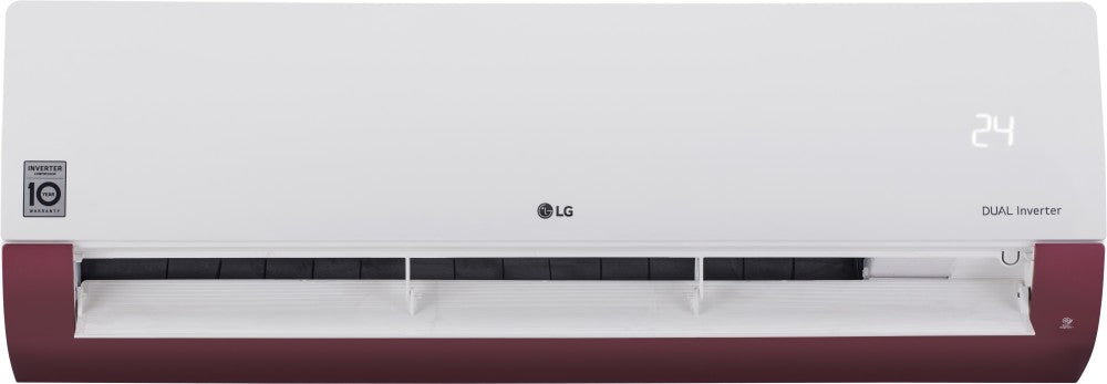 LG 1.5 Ton 5 Star Split Dual Inverter AC  - White, Maroon - KS-Q18WNZD, Copper Condenser