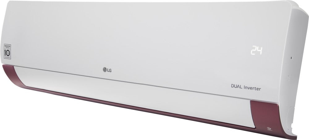 LG 1 Ton 3 Star Split Dual Inverter AC  - White, Maroon - KS-Q12WNXD, Copper Condenser