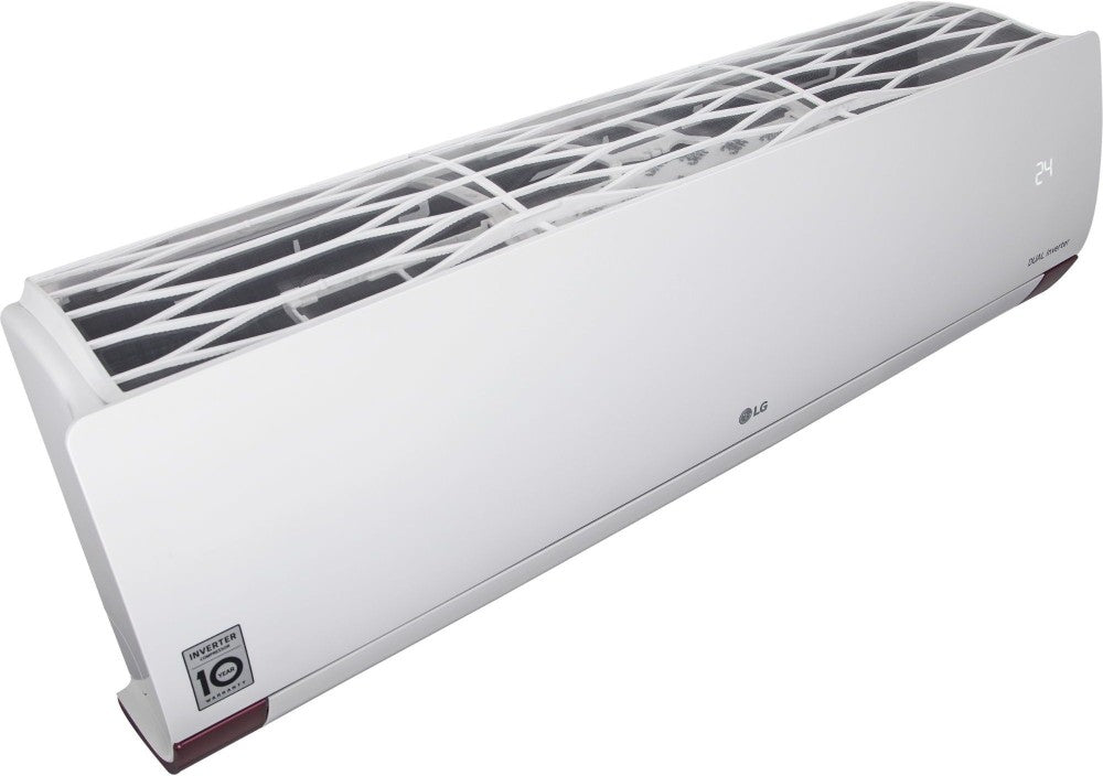 LG 1 Ton 3 Star Split Dual Inverter AC  - White, Maroon - KS-Q12WNXD, Copper Condenser