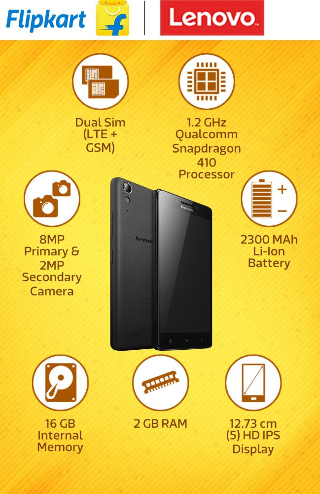 Lenovo A6000 Plus (Black, 16 GB) - 2 GB RAM