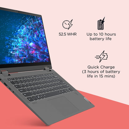 Lenovo Ideapad Flex 5 Core i3 10th Gen - (4 GB/256 GB SSD/Windows 10 Home) 14IIL05 2 in 1 लैपटॉप - 14 इंच, ग्रेफाइट ग्रे, 1.5 kg, MS Office के साथ