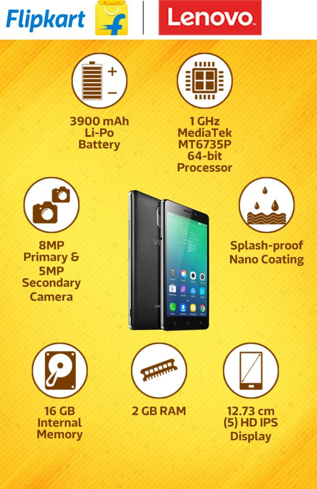 Lenovo VIBE P1m (Black, 16 GB) - 2 GB RAM